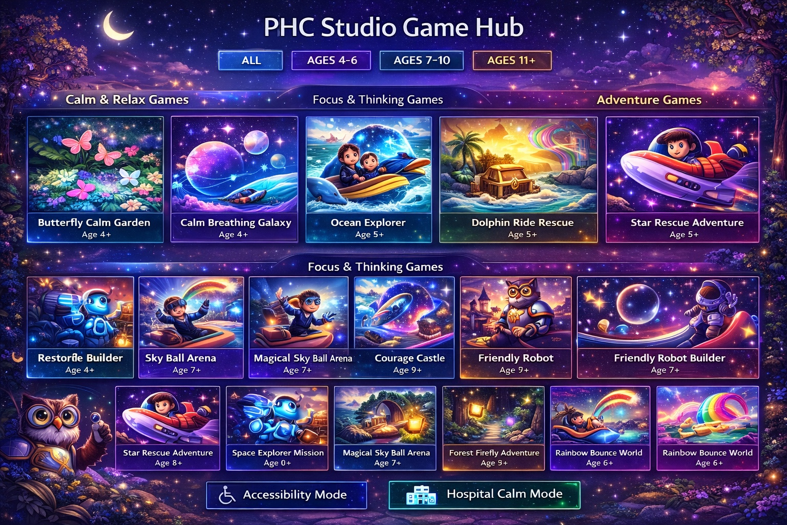 PHC Studio 15 game hub illustration