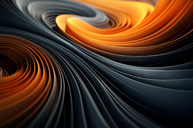 Abstract orange and black swirling layers