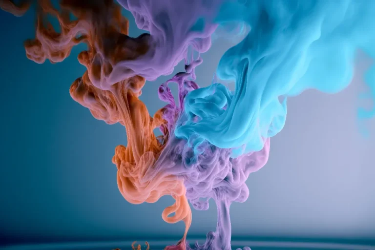 Abstract colorful ink swirling in water